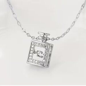Elegant 18k Gold Plated Stainless Steel Chain & Cubic Zirconia Pendant Necklace